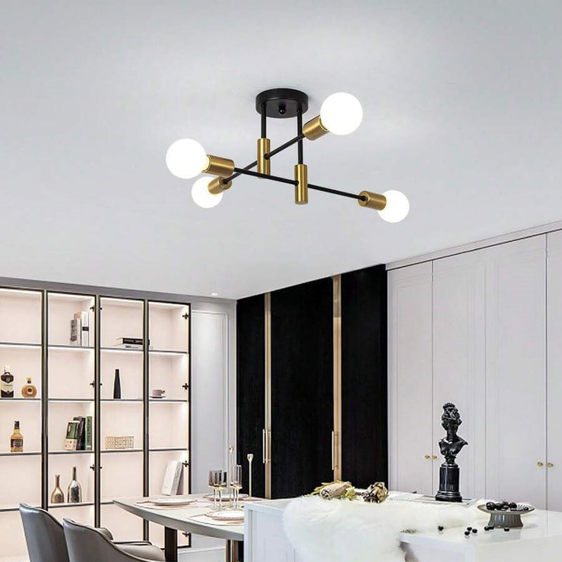 Modern Nordic Black Flush Mount Ceiling Light Fixture – Minimalist Design for Dining, Living, and Bedroom-3