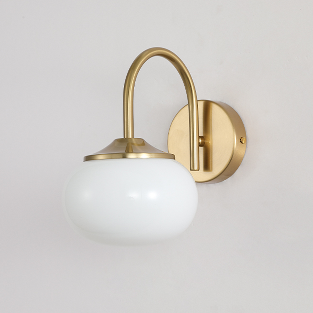 Variant image for Stylish Gold Finish Wall Lamp with Pink Glass Shade – Modern Wall Sconce Lighting for Bedroom and Living Room-5