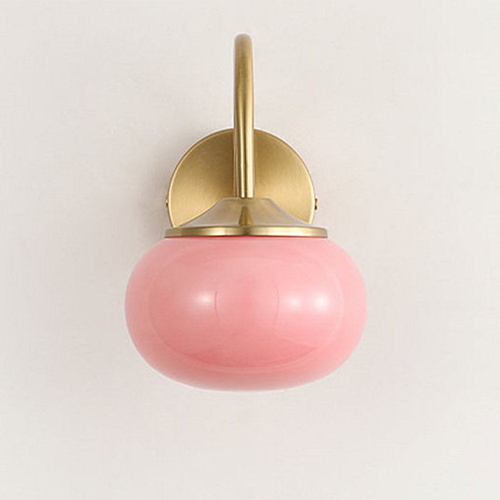 Stylish Gold Finish Wall Lamp with Pink Glass Shade – Modern Wall Sconce Lighting for Bedroom and Living Room-3