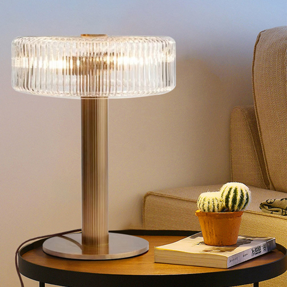 Contemporary Gold Glass Table Lamp for Bedroom – Minimalist Bedside Lamp with E27 Socket, Elegant Design-2