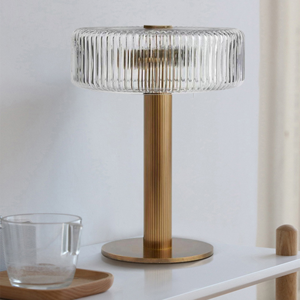 Contemporary Gold Glass Table Lamp for Bedroom – Minimalist Bedside Lamp with E27 Socket, Elegant Design-3