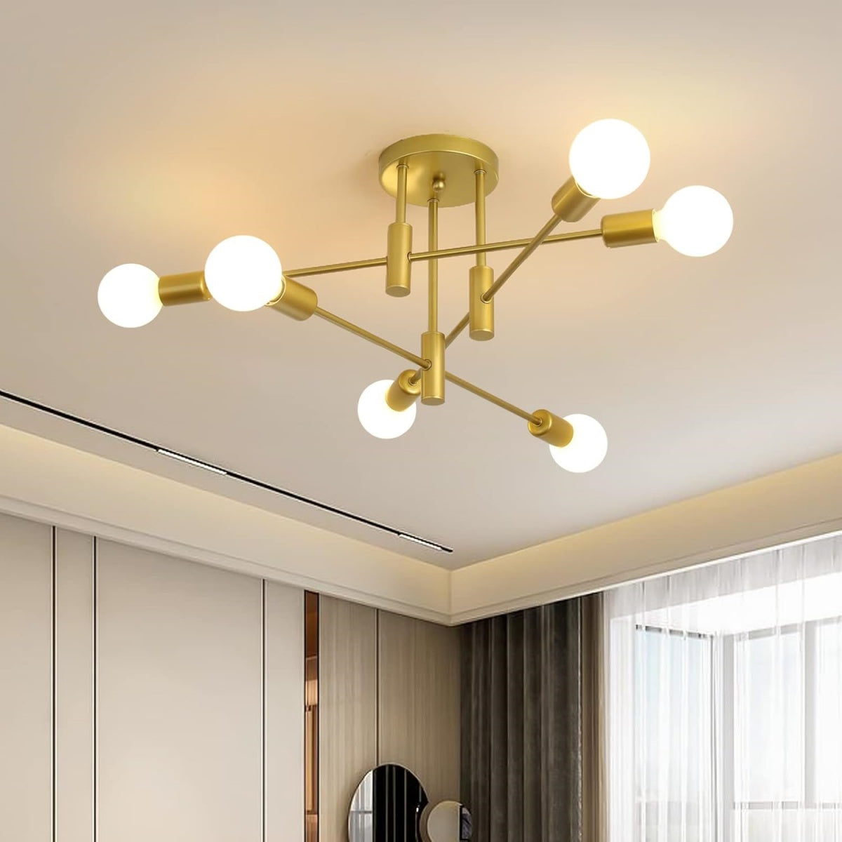 Variant image for Modern Nordic Black Flush Mount Ceiling Light Fixture – Minimalist Design for Dining, Living, and Bedroom-7