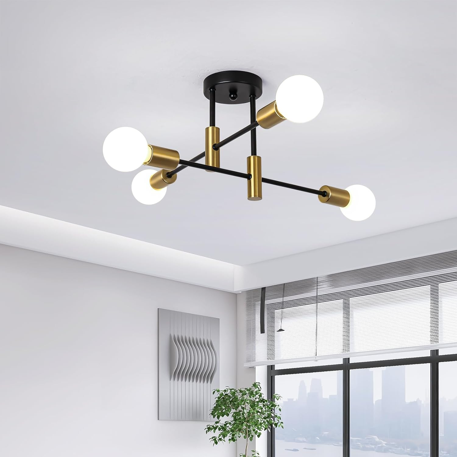 Modern Nordic Black Flush Mount Ceiling Light Fixture – Minimalist Design for Dining, Living, and Bedroom-2