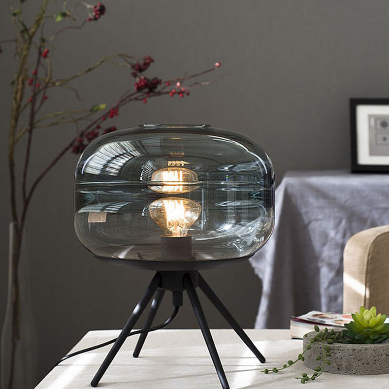 Modern Glass Shade Table Lamp – Contemporary Design for Bedside or Living Room Decor, 11.4in Height, Warm Glow Lighting-6