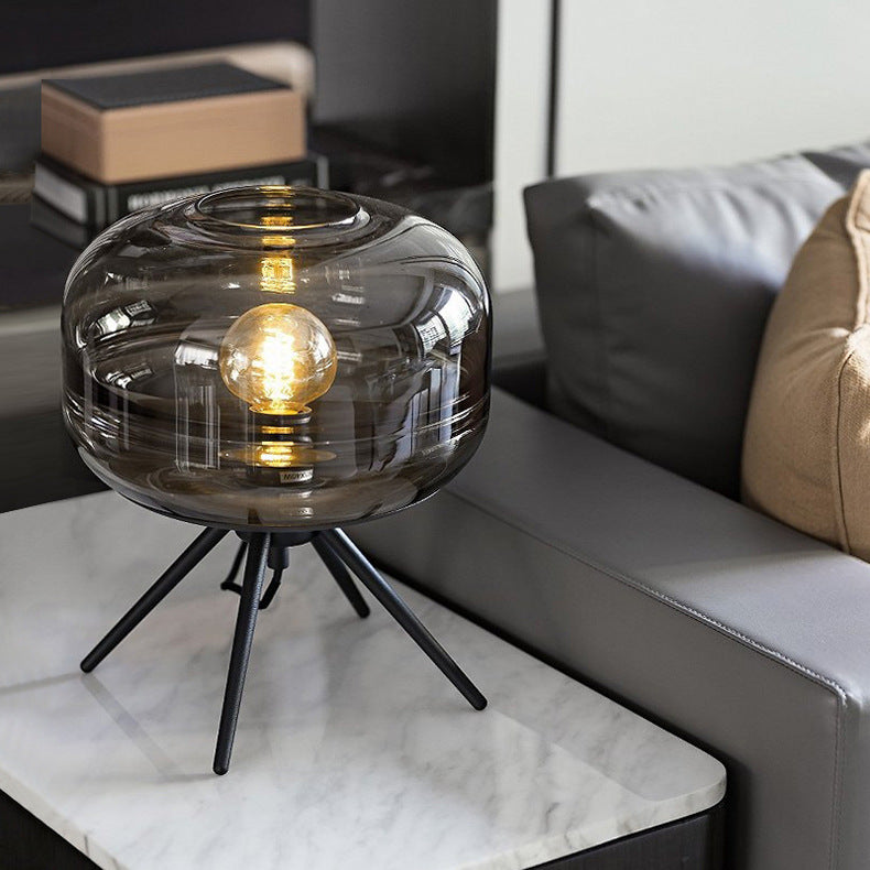 Variant image for Modern Glass Shade Table Lamp – Contemporary Design for Bedside or Living Room Decor, 11.4in Height, Warm Glow Lighting-3