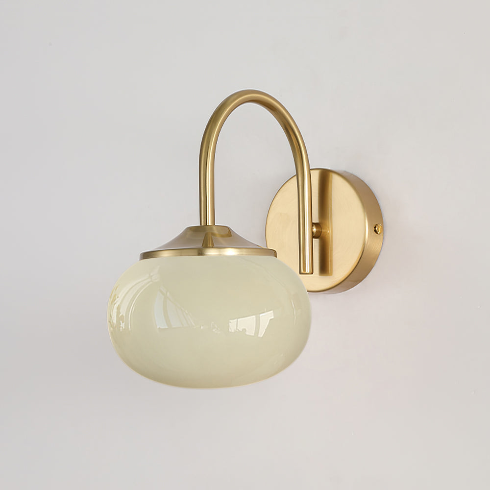Stylish Gold Finish Wall Lamp with Pink Glass Shade – Modern Wall Sconce Lighting for Bedroom and Living Room-1