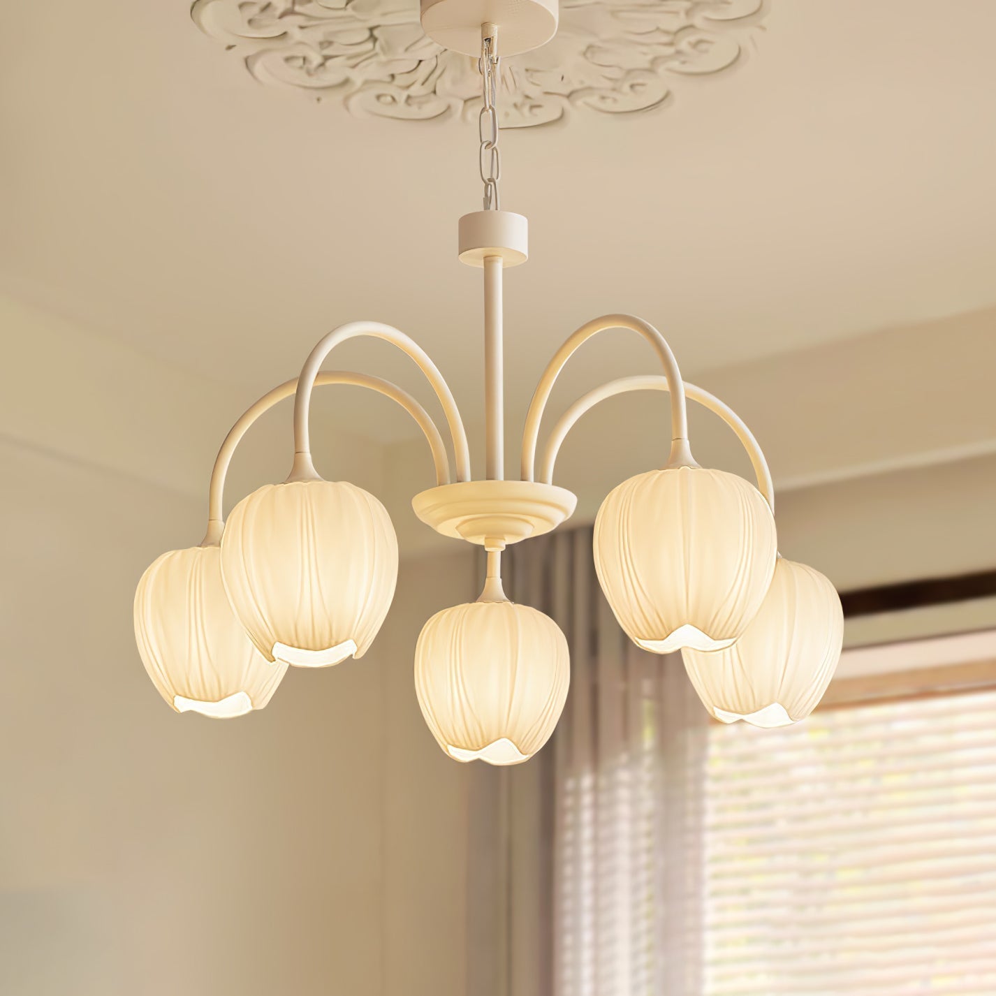 Modern Matcha Green Chandelier Light with Gold Accents – Elegant Dining Room Lighting Fixture-3