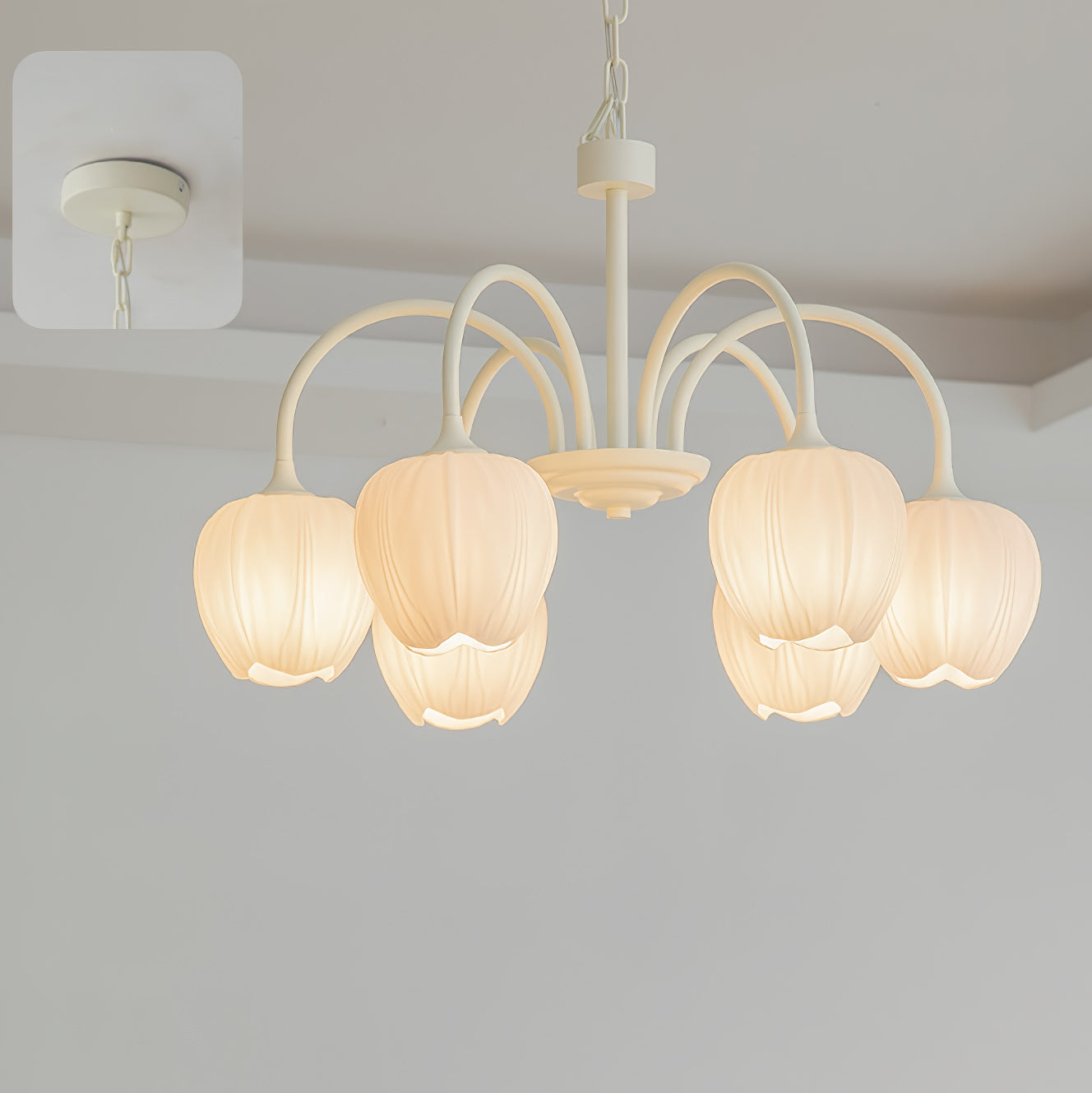 Variant image for Modern Matcha Green Chandelier Light with Gold Accents – Elegant Dining Room Lighting Fixture-4
