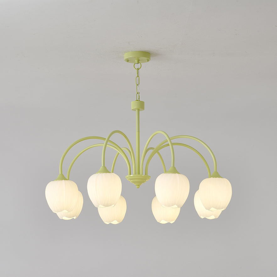 Variant image for Modern Matcha Green Chandelier Light with Gold Accents – Elegant Dining Room Lighting Fixture-2