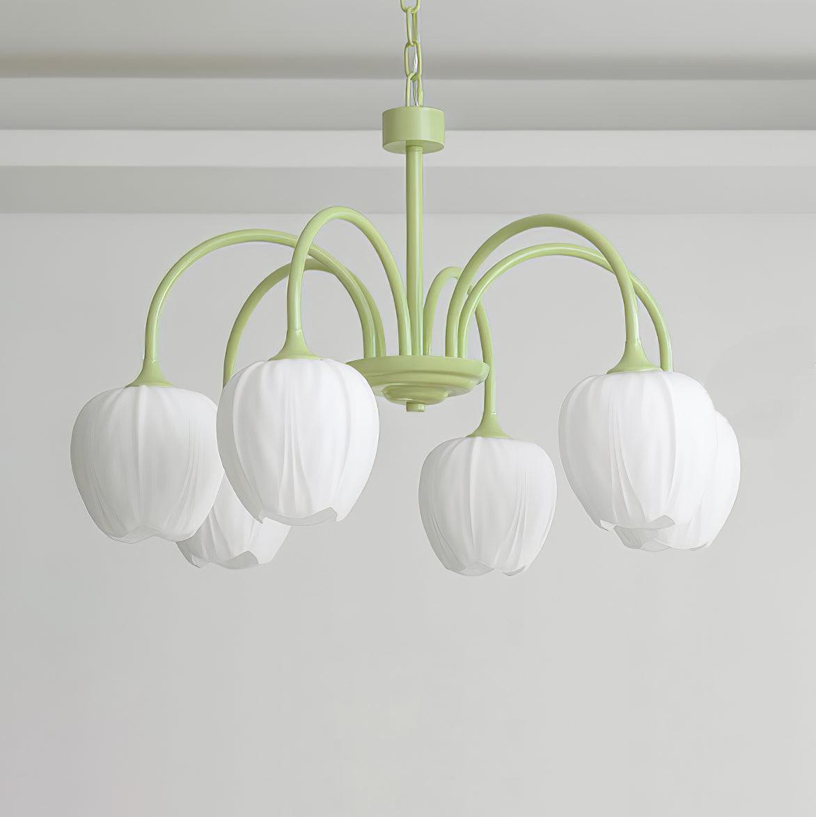 Modern Matcha Green Chandelier Light with Gold Accents – Elegant Dining Room Lighting Fixture-6