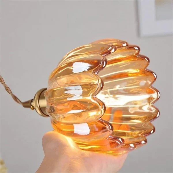 Japanese Retro Glass Flower Pendant Light - Elegant Vintage Design