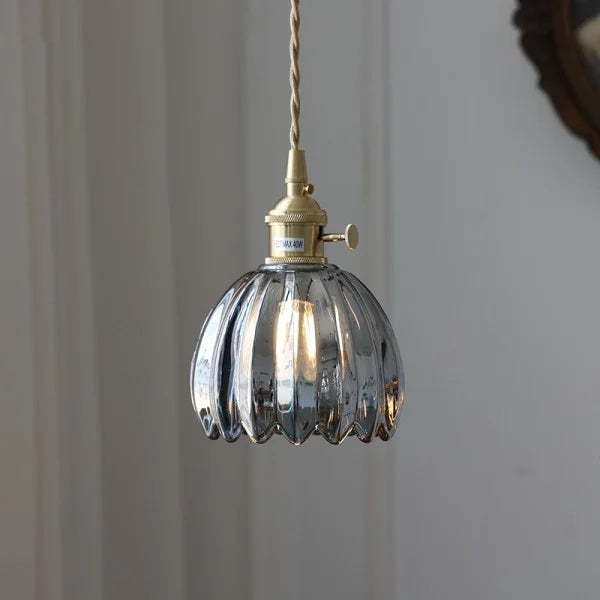 Japanese Retro Glass Flower Pendant Light - Elegant Vintage Design