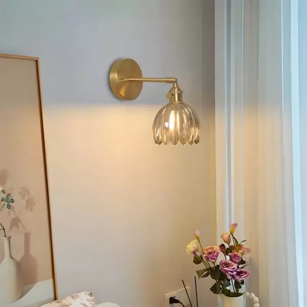 Vintage Tulip Glass Wall Sconce – Elegant Floral Design for Home Lighting, Wall-Mounted, Clear Glass, 12 Height, Max 60W