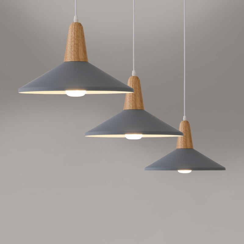 Nordic Minimalist Aluminum & Wood 1-Light Macaron Pendant