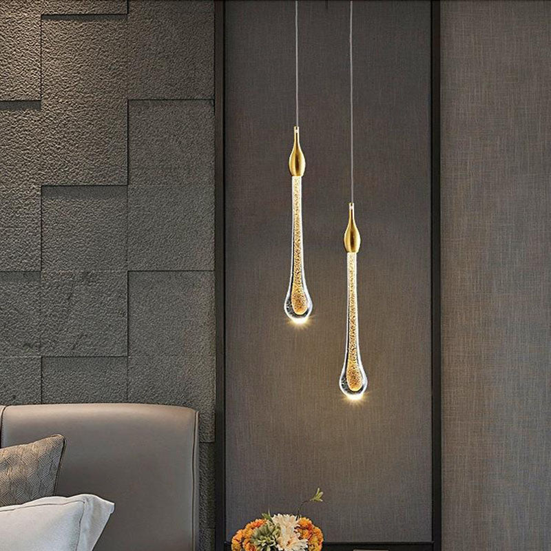 Scandinavian Glass LED Pendant Light - Modern Water Drop Design