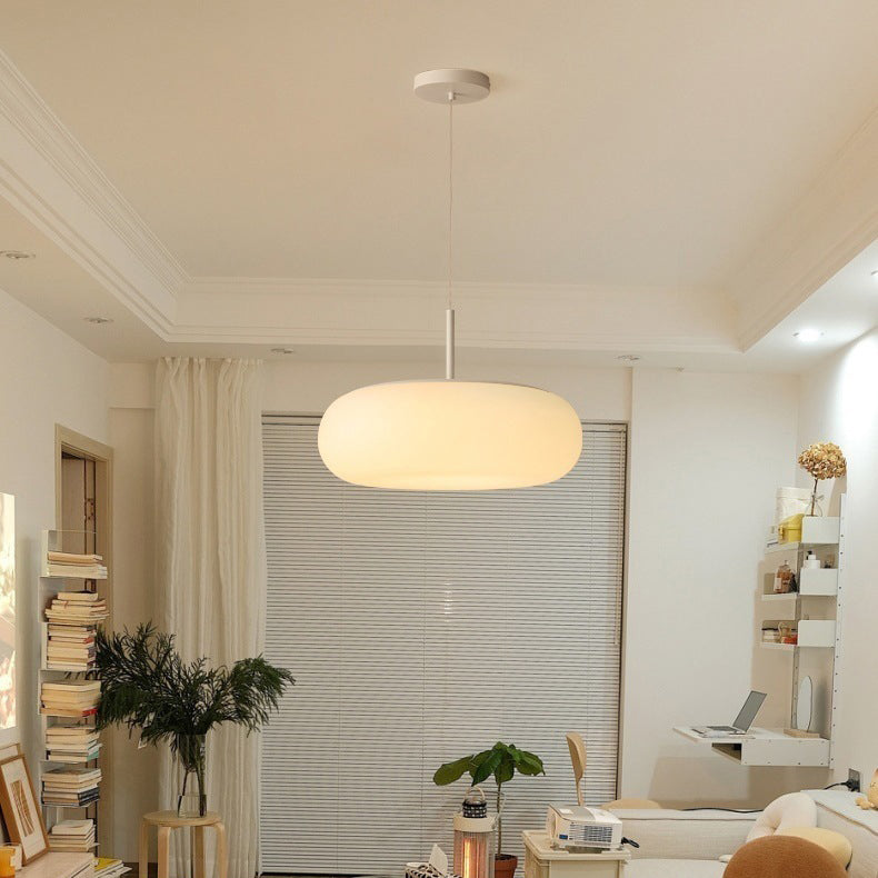 Modern Minimalist Oval Iron PE LED Pendant Light for Stylish Living