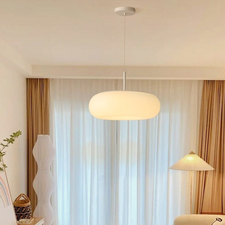 Modern Minimalist Oval Iron PE LED Pendant Light for Stylish Living