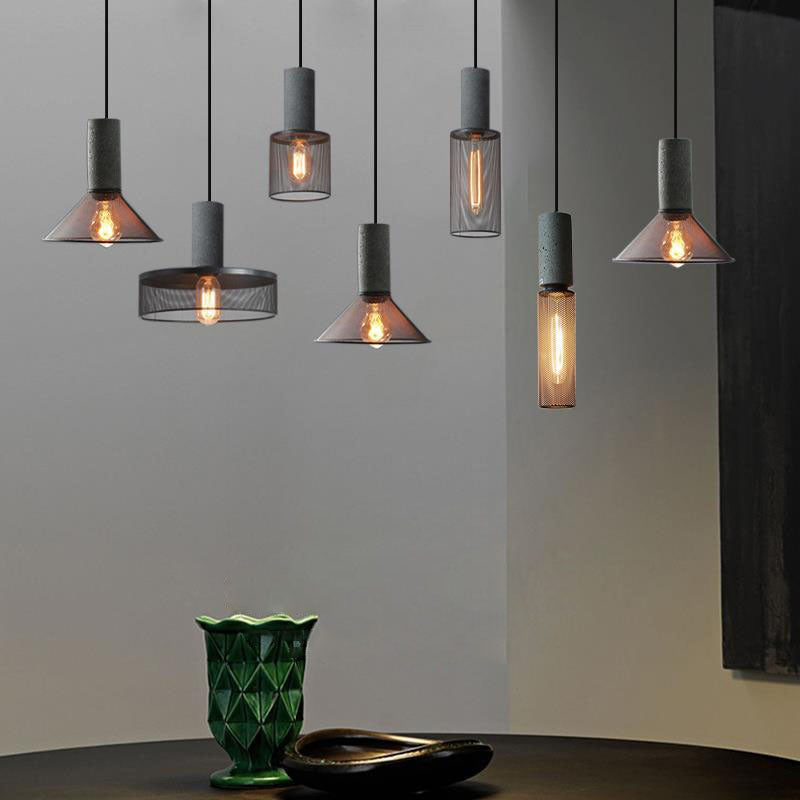 Contemporary Industrial Tapered Cement & Iron 1-Light Pendant