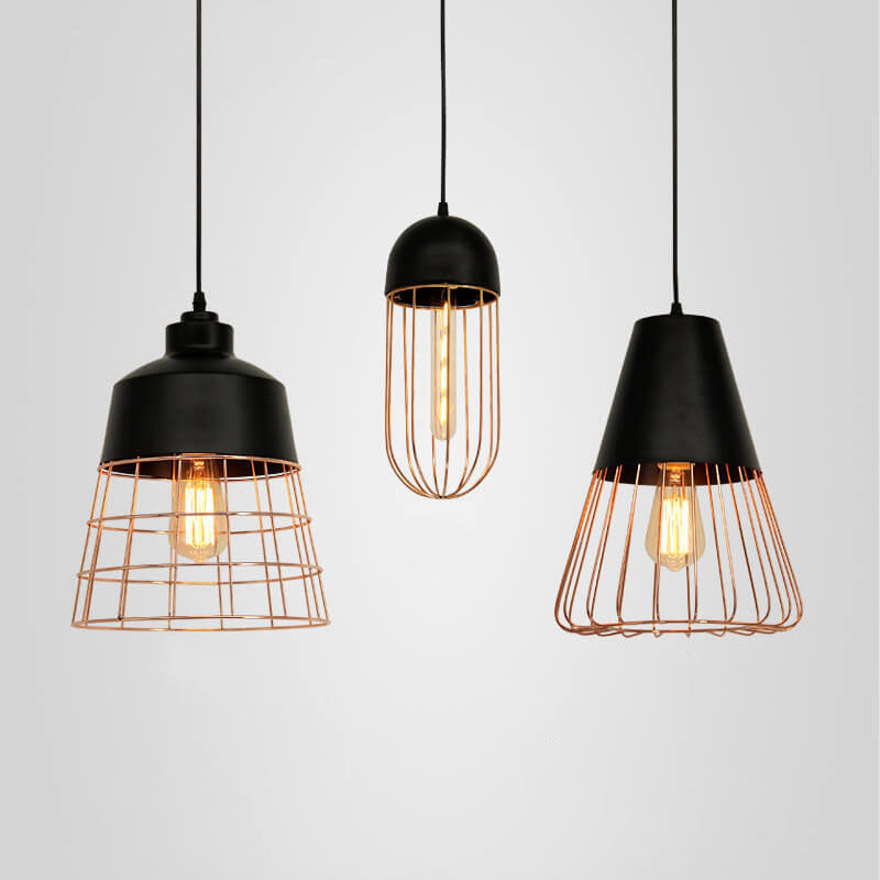 Nordic Creative Iron Cage Pendant Light - Stylish 1-Light Design