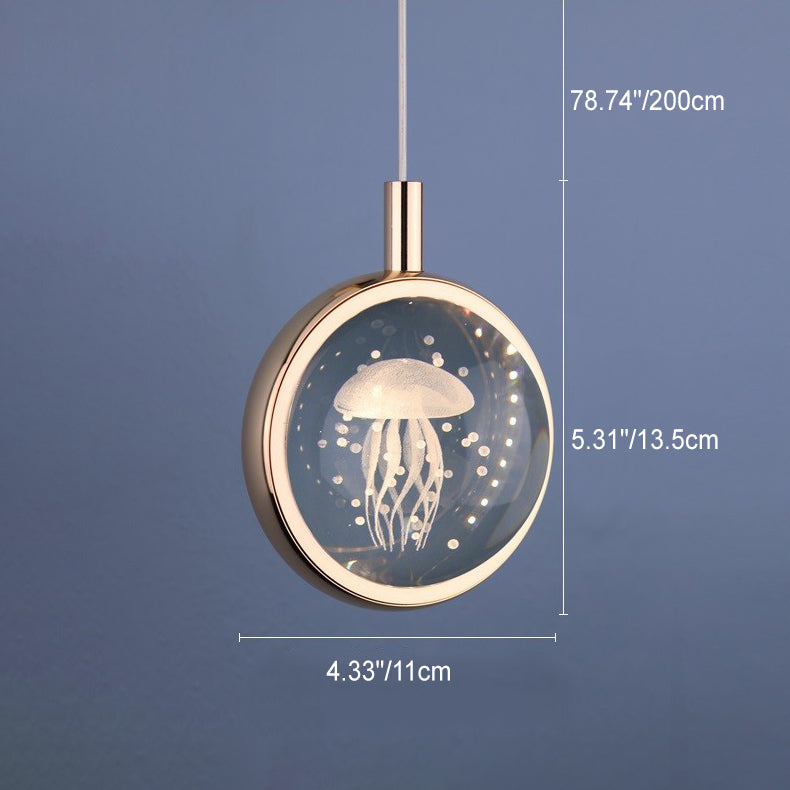 Modern Minimalist LED Crystal Pendant Light - Round Aluminum Design