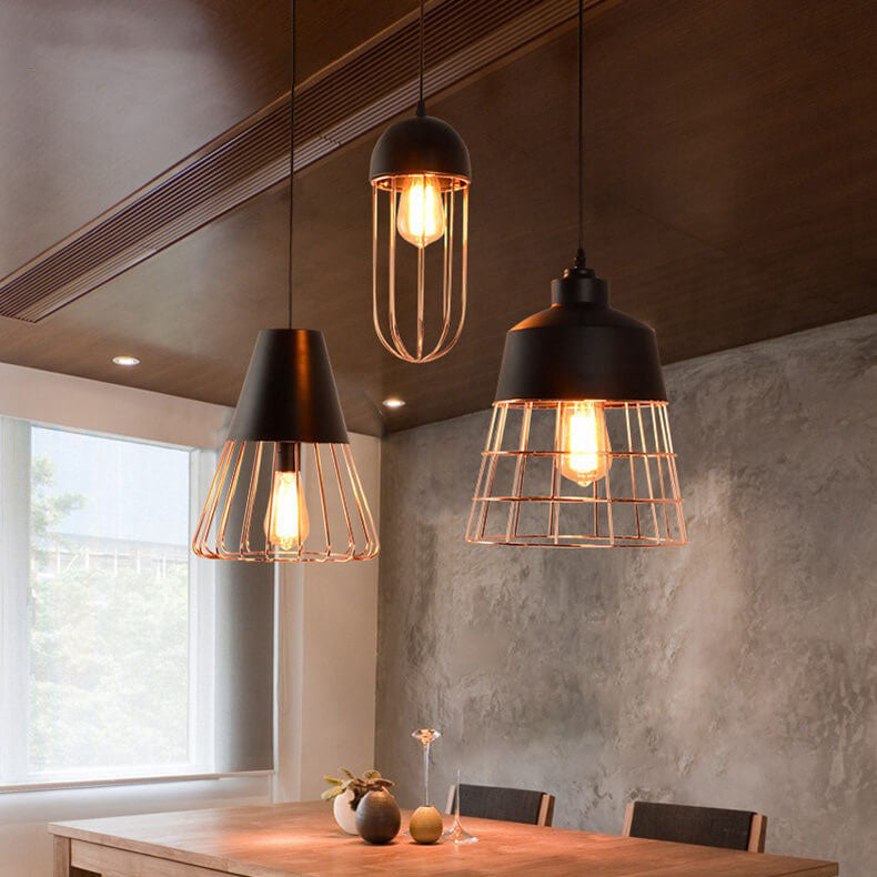 Nordic Creative Iron Cage Pendant Light - Stylish 1-Light Design