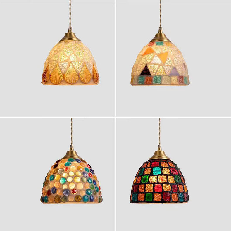 Elegant Tiffany Shell Stained Glass 1-Light Pendant for Bedroom