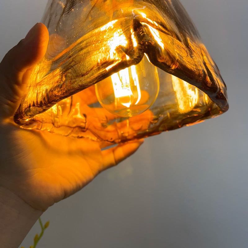 Vintage Amber Glass Brass Pendant Light - Elegant 1-Light Fixture