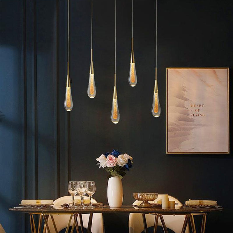 Scandinavian Glass LED Pendant Light - Modern Water Drop Design