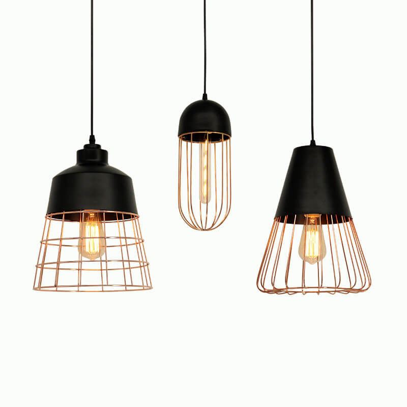 Nordic Creative Iron Cage Pendant Light - Stylish 1-Light Design