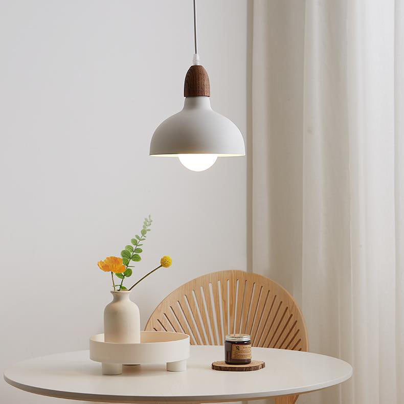 Elegant Japanese Solid Wood Dome Pendant Light - 1-Light Design