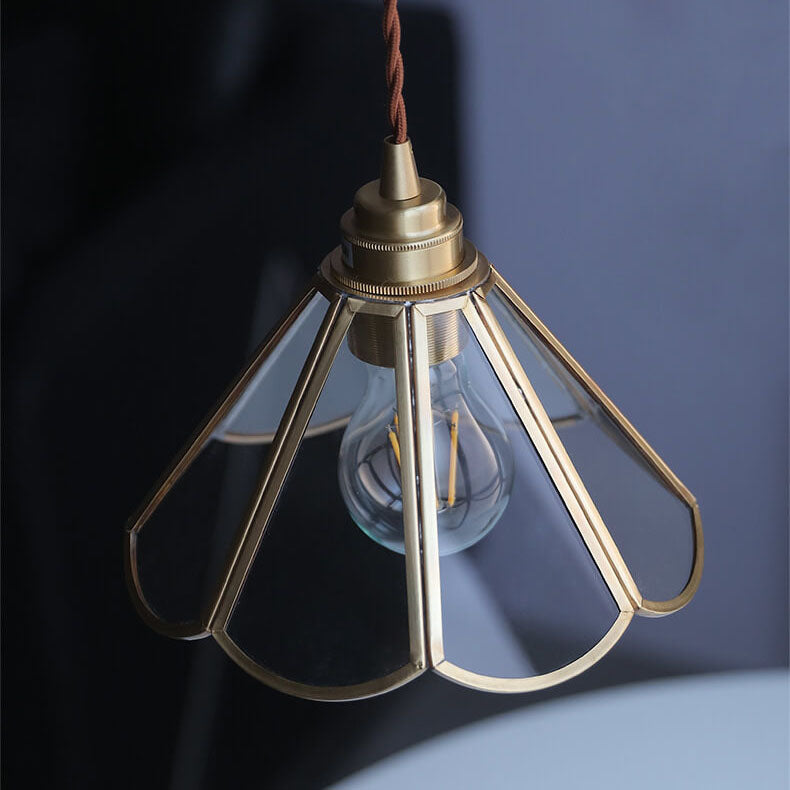 Japanese Vintage Cone Geometric Copper Pendant Light - 1 Light