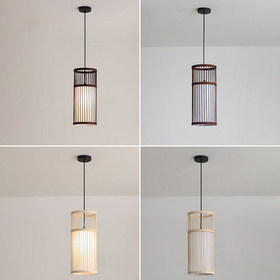 Japanese Zen Bamboo Weaving Pendant Light - 1-Light Lantern