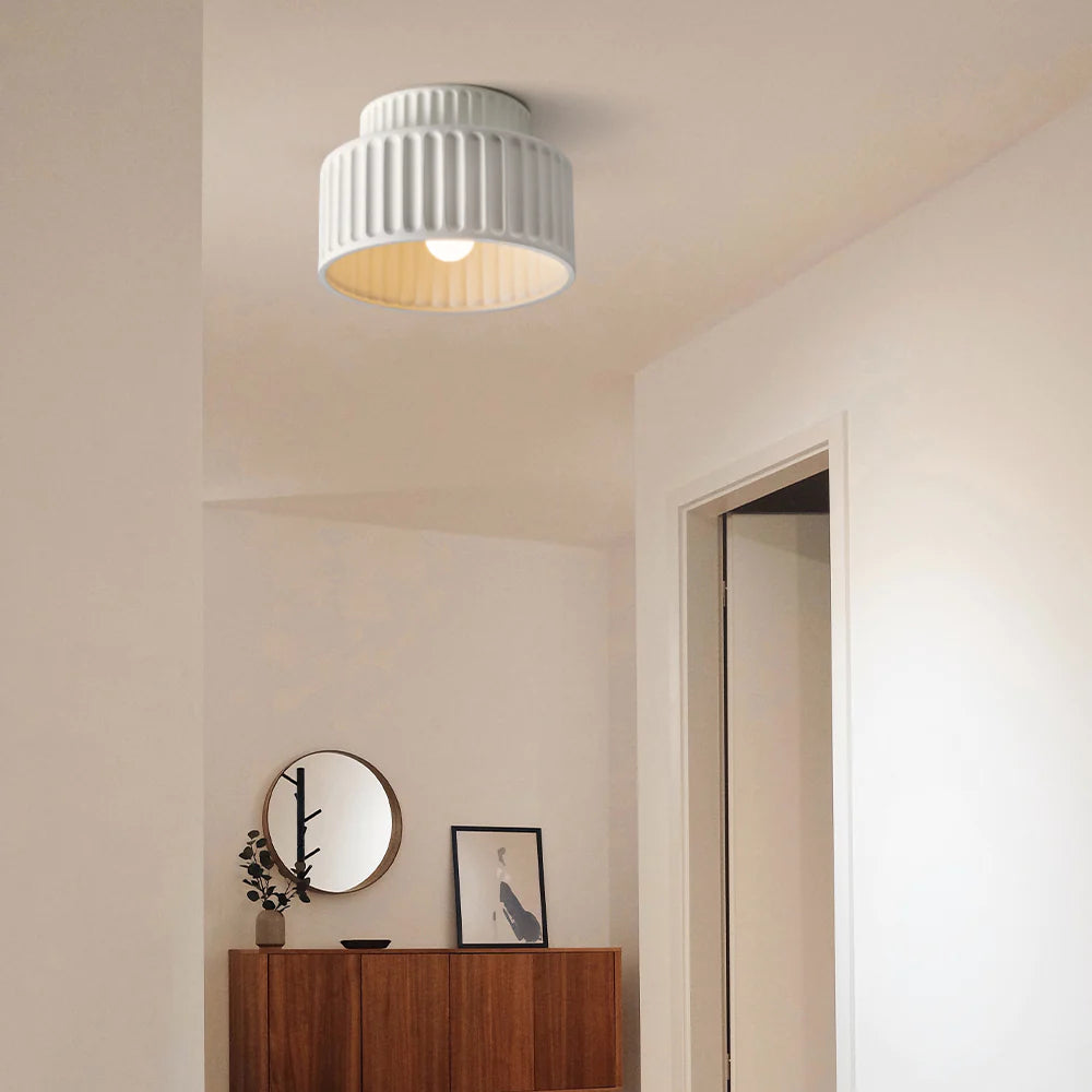 Vintage Cream Drum Semi Flush Mount Ceiling Light - Elegant & Stylish