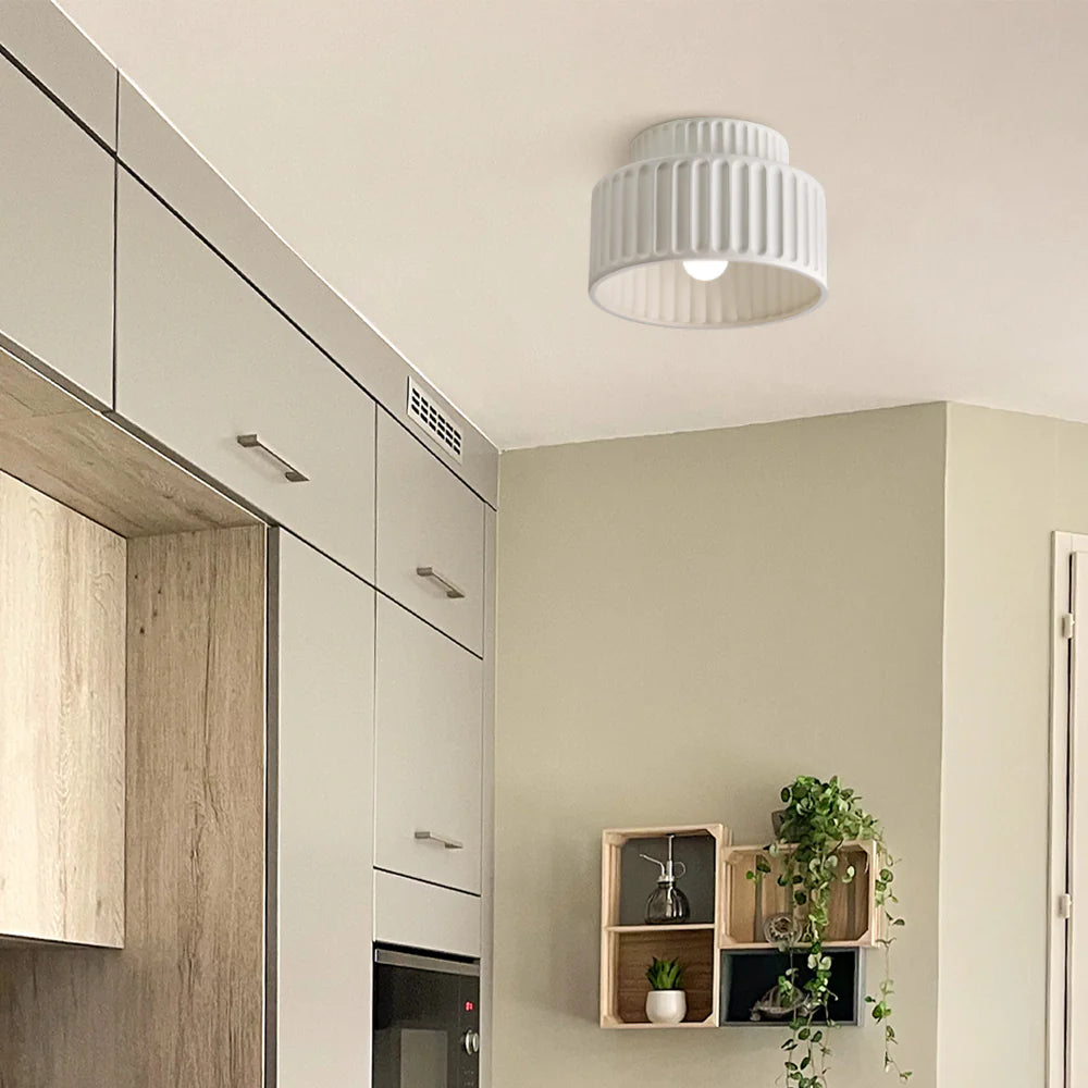 Vintage Cream Drum Semi Flush Mount Ceiling Light - Elegant & Stylish