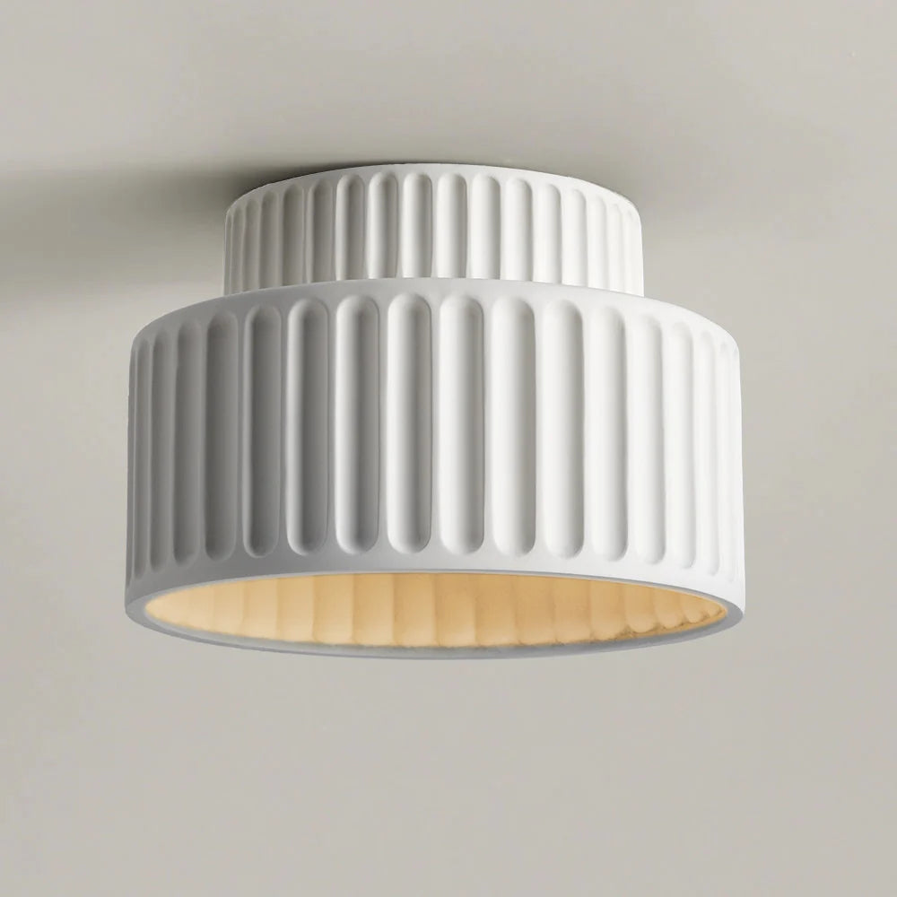 Vintage Cream Drum Semi Flush Mount Ceiling Light - Elegant & Stylish