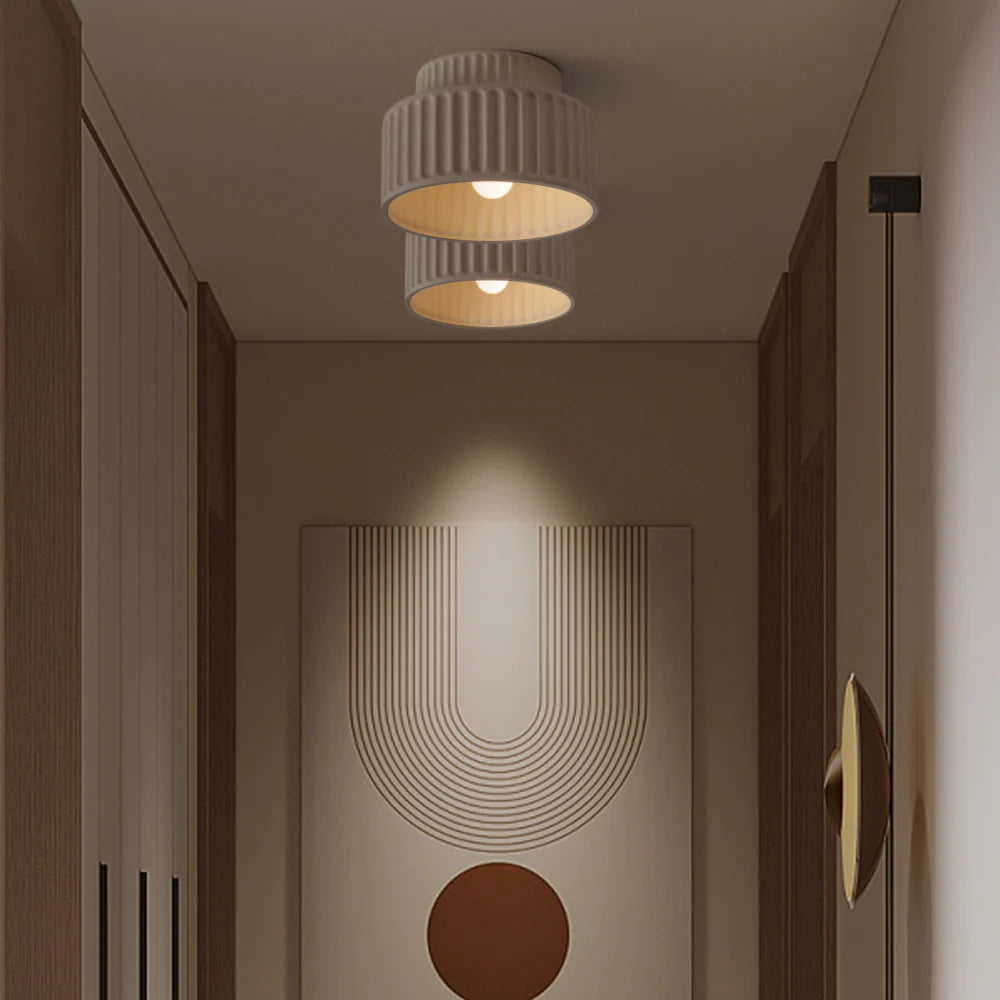Vintage Cream Drum Semi Flush Mount Ceiling Light - Elegant & Stylish