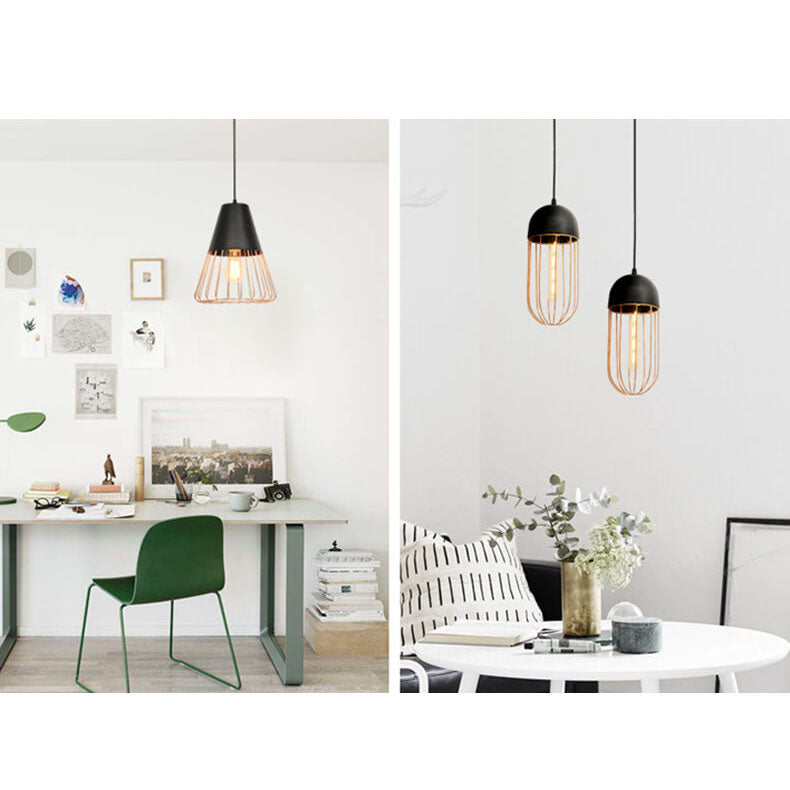 Nordic Creative Iron Cage Pendant Light - Stylish 1-Light Design