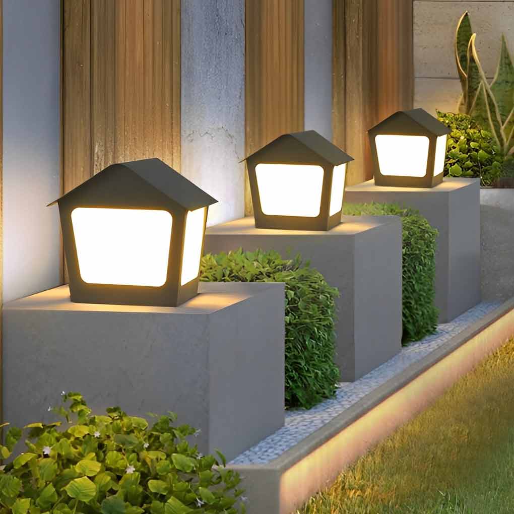 Modern Solar Black Cottage LED Waterproof Fence Post Lights