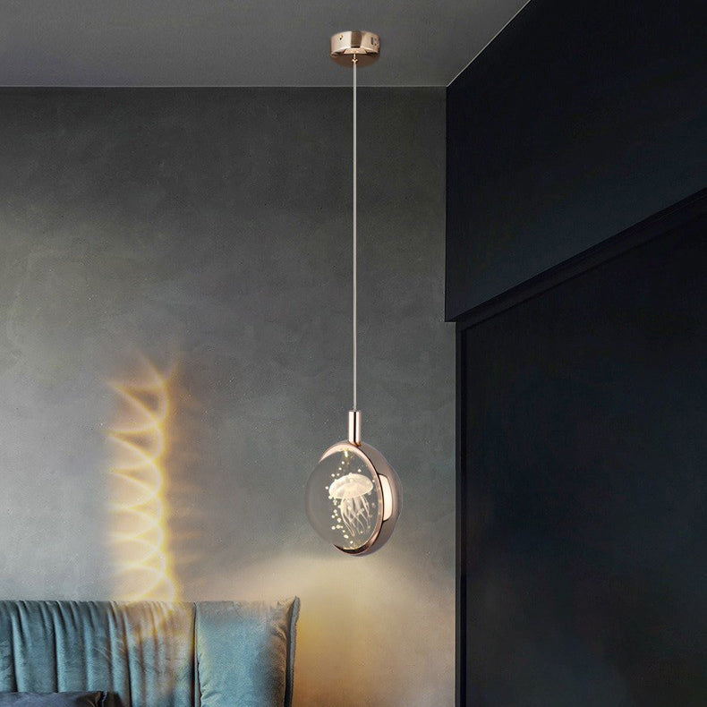 Modern Minimalist LED Crystal Pendant Light - Round Aluminum Design