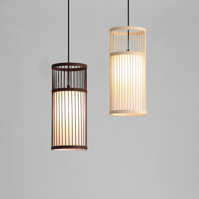 Japanese Zen Bamboo Weaving Pendant Light - 1-Light Lantern