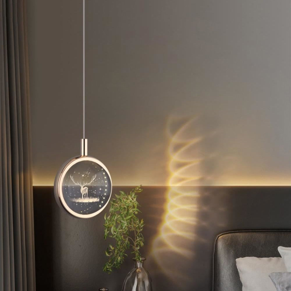 Modern Minimalist LED Crystal Pendant Light - Round Aluminum Design