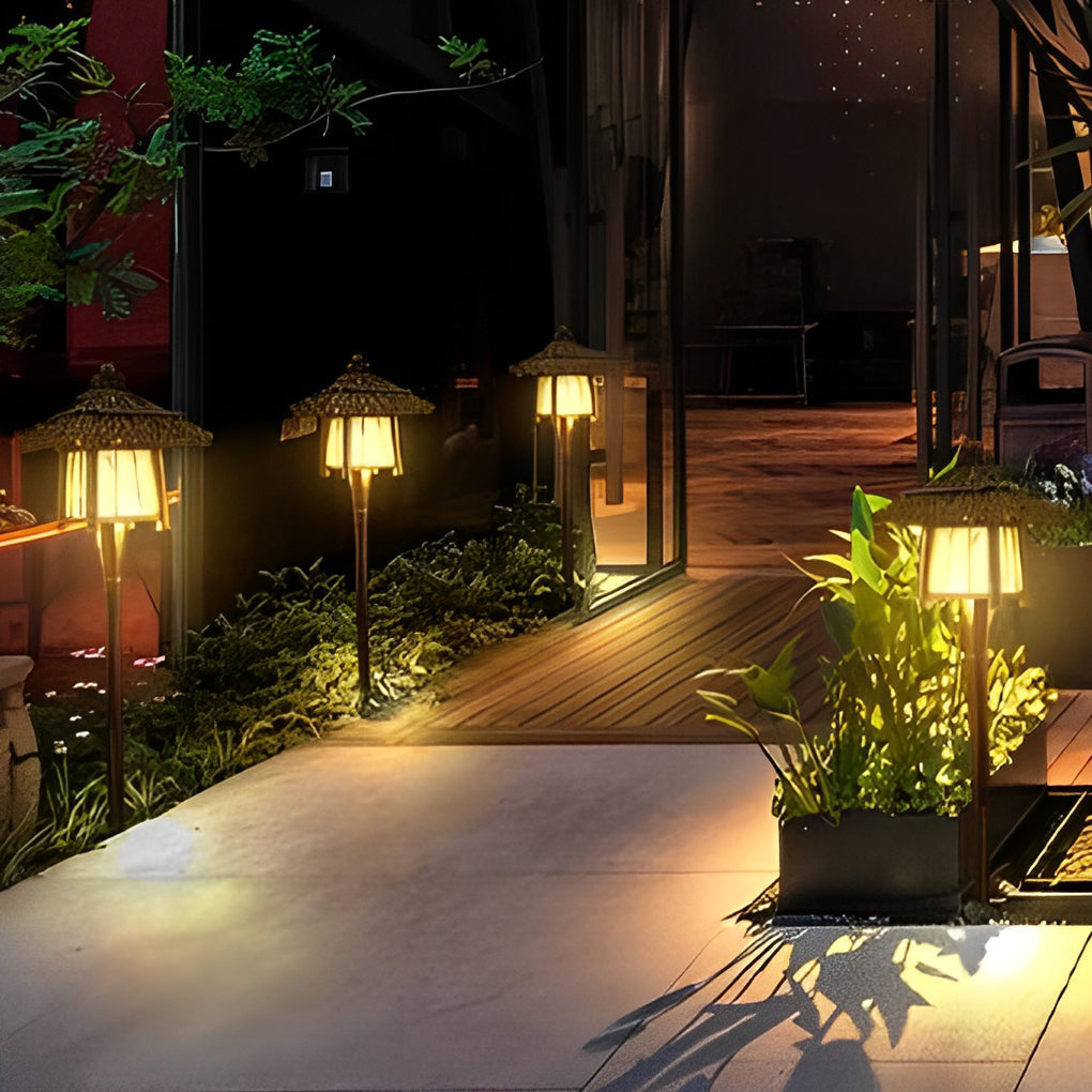 Rustic Bamboo E27 Warm Landscape Lights for Pergola & Pathway