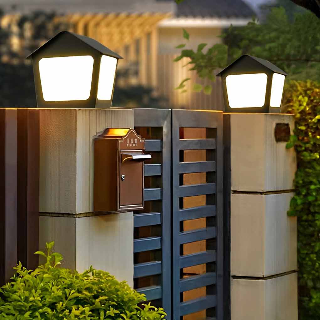 Modern Solar Black Cottage LED Waterproof Fence Post Lights