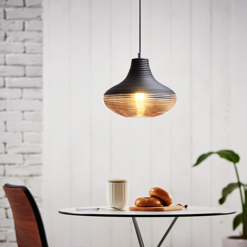 Modern Ribbed Glass 1-Light Pendant - Stylish & Elegant Lighting