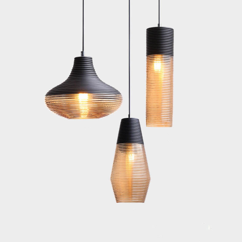 Modern Ribbed Glass 1-Light Pendant - Stylish & Elegant Lighting