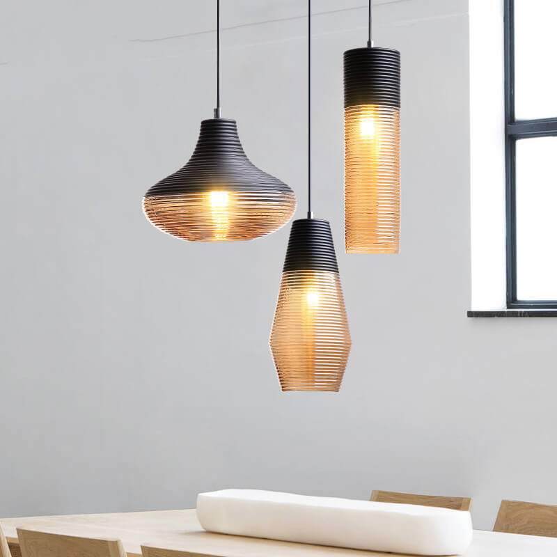 Modern Ribbed Glass 1-Light Pendant - Stylish & Elegant Lighting