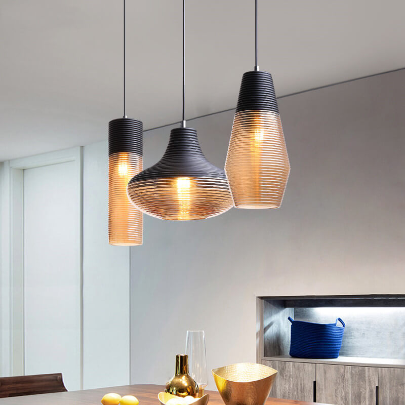 Modern Ribbed Glass 1-Light Pendant - Stylish & Elegant Lighting