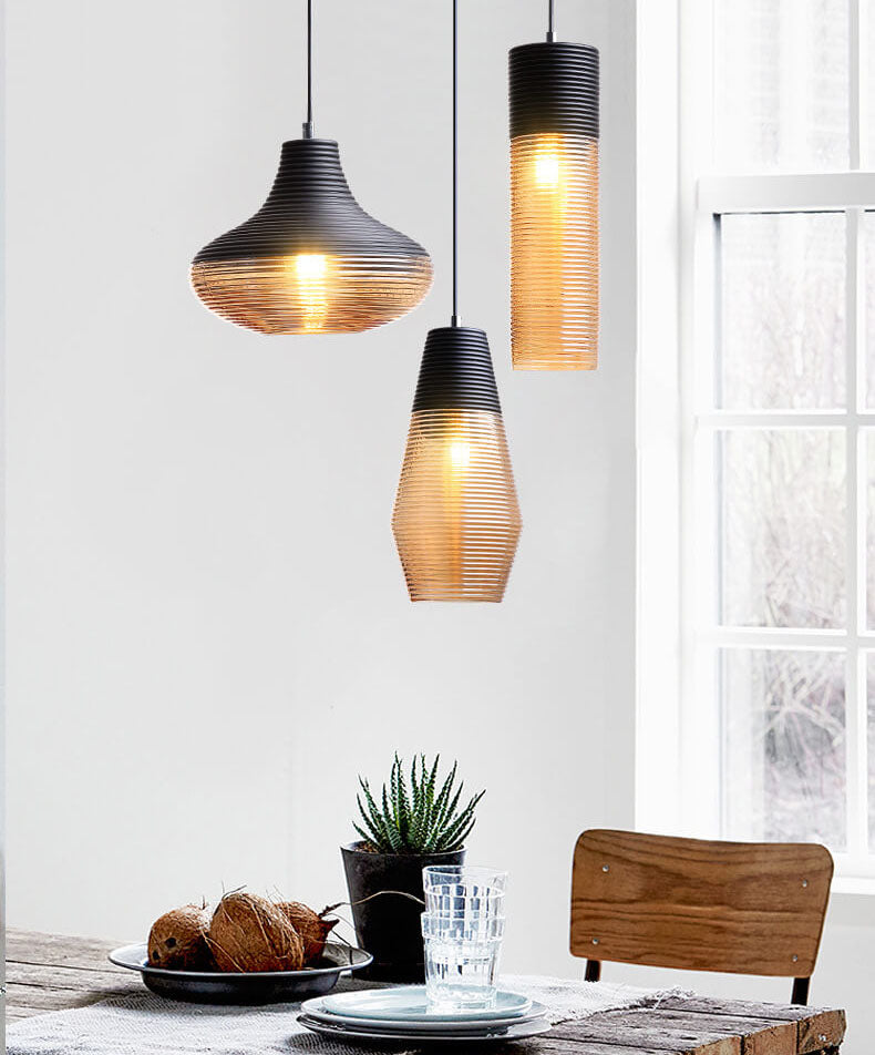 Modern Ribbed Glass 1-Light Pendant - Stylish & Elegant Lighting