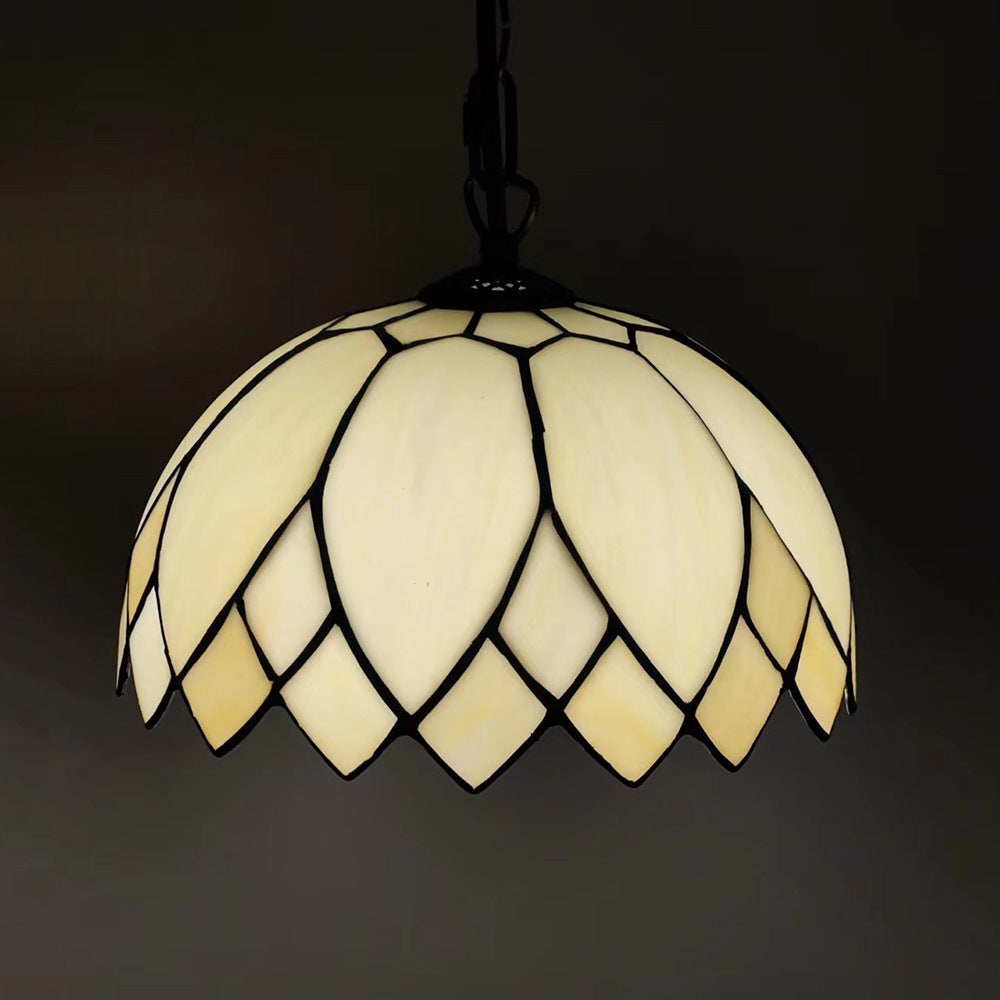 Elegant Tiffany Milk White Glass 1-Light Pendant Light