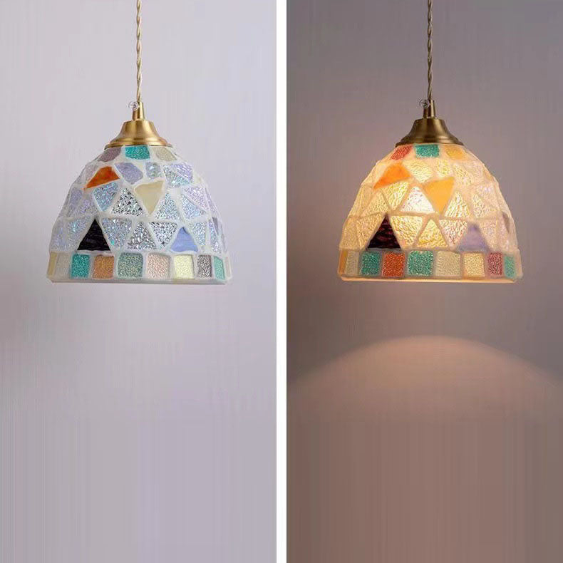 Elegant Tiffany Shell Stained Glass 1-Light Pendant for Bedroom